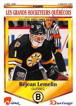 1992-93 Panini Durivage #48 Rejean Lemelin Front