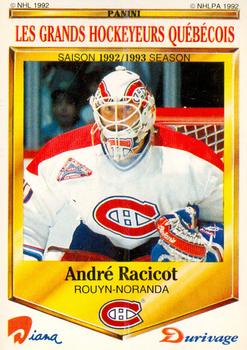 1992-93 Panini Durivage #49 Andre Racicot Front