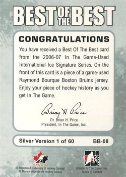 2006-07 In The Game Used International Ice - Best of the Best #BB-08 Ray Bourque Back