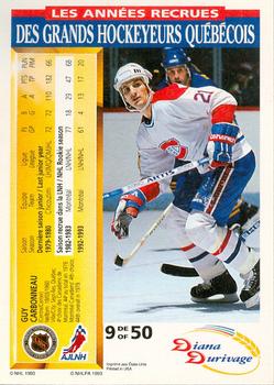 1993-94 Score Durivage #9 Guy Carbonneau Back