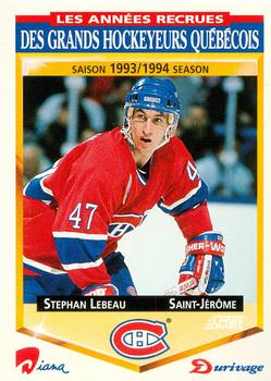 1993-94 Score Durivage #14 Stephan Lebeau Front