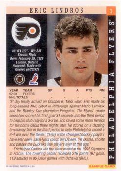 1993-94 Score - Samples #1 Eric Lindros Back