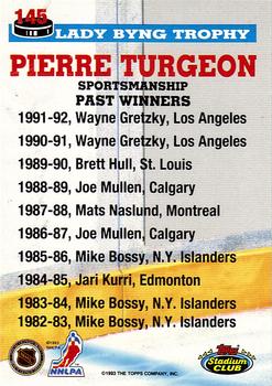 1993-94 Stadium Club - Members Only #145 Pierre Turgeon Back