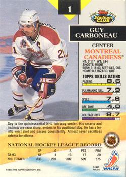 1993-94 Stadium Club - Members Only #1 Guy Carbonneau Back