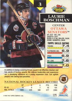 1993-94 Stadium Club - Members Only #3 Laurie Boschman Back