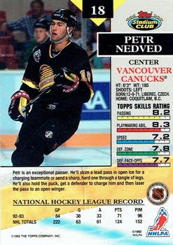 1993-94 Stadium Club - Members Only #18 Petr Nedved Back
