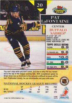 1993-94 Stadium Club - Members Only #20 Pat LaFontaine Back