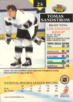 1993-94 Stadium Club - Members Only #25 Tomas Sandstrom Back