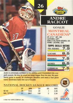 1993-94 Stadium Club - Members Only #26 Andre Racicot Back