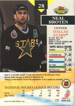 1993-94 Stadium Club - Members Only #28 Neal Broten Back