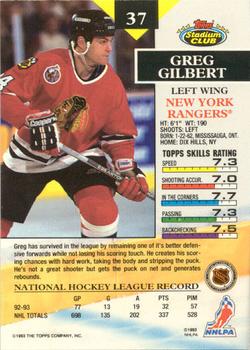 1993-94 Stadium Club - Members Only #37 Greg Gilbert Back