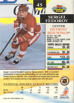 1993-94 Stadium Club - Members Only #45 Sergei Fedorov Back