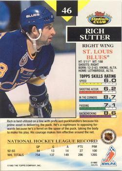 1993-94 Stadium Club - Members Only #46 Rich Sutter Back