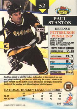 1993-94 Stadium Club - Members Only #52 Paul Stanton Back