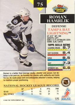 1993-94 Stadium Club - Members Only #75 Roman Hamrlik Back