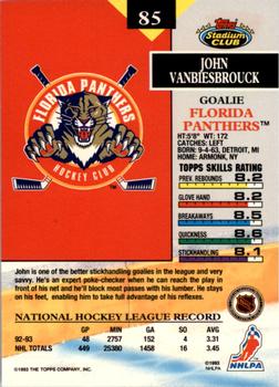 1993-94 Stadium Club - Members Only #85 John Vanbiesbrouck Back