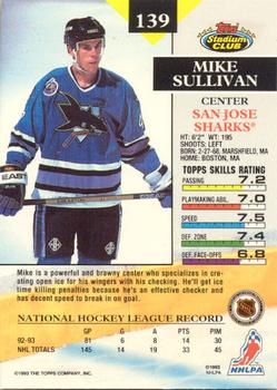 1993-94 Stadium Club - Members Only #139 Mike Sullivan Back