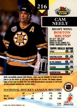 1993-94 Stadium Club - Members Only #216 Cam Neely Back