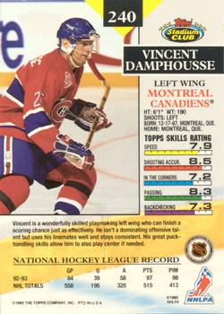 1993-94 Stadium Club - Members Only #240 Vincent Damphousse Back