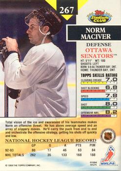 1993-94 Stadium Club - Members Only #267 Norm Maciver Back