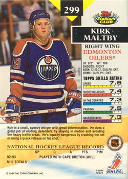 1993-94 Stadium Club - Members Only #299 Kirk Maltby Back