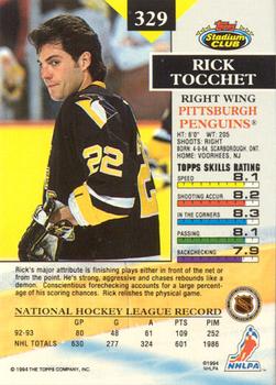 1993-94 Stadium Club - Members Only #329 Rick Tocchet Back