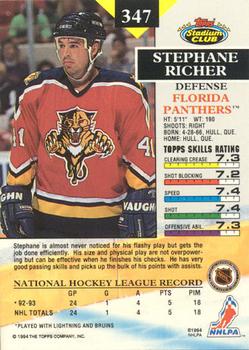 1993-94 Stadium Club - Members Only #347 Stephane Richer Back