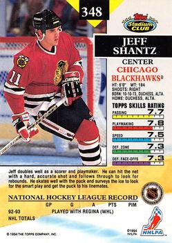 1993-94 Stadium Club - Members Only #348 Jeff Shantz Back