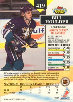 1993-94 Stadium Club - Members Only #419 Bill Houlder Back