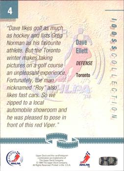 1994 Upper Deck NHLPA/Be A Player #4 Dave Ellett Back