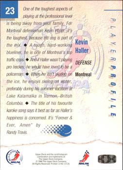 1994 Upper Deck NHLPA/Be A Player #23 Kevin Haller Back
