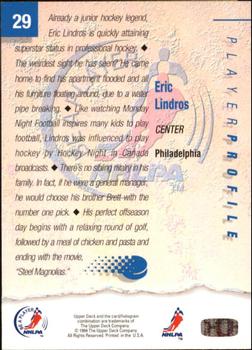 1994 Upper Deck NHLPA/Be A Player #29 Eric Lindros Back