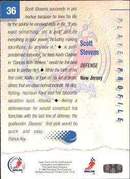 1994 Upper Deck NHLPA/Be A Player #36 Scott Stevens Back