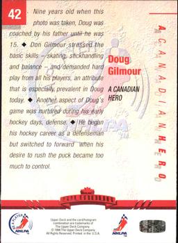 1994 Upper Deck NHLPA/Be A Player #42 Doug Gilmour Back