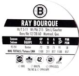 1994-95 POG Canada Games NHL #42 Ray Bourque Back