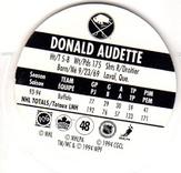1994-95 POG Canada Games NHL #48 Donald Audette Back