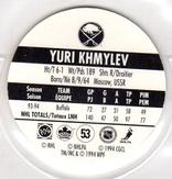 1994-95 POG Canada Games NHL #53 Yuri Khmylev Back