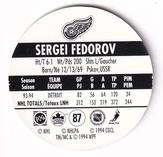1994-95 POG Canada Games NHL #87 Sergei Fedorov Back
