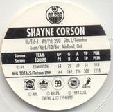 1994-95 POG Canada Games NHL #99 Shayne Corson Back