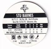 1994-95 POG Canada Games NHL #104 Stu Barnes Back