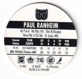 1994-95 POG Canada Games NHL #116 Paul Ranheim Back
