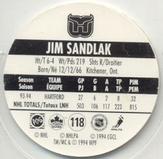 1994-95 POG Canada Games NHL #118 Jim Sandlak Back