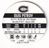 1994-95 POG Canada Games NHL #138 Oleg Petrov Back