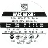 1994-95 POG Canada Games NHL #166 Mark Messier Back