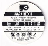 1994-95 POG Canada Games NHL #180 Mark Recchi Back
