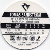 1994-95 POG Canada Games NHL #188 Tomas Sandstrom Back