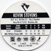 1994-95 POG Canada Games NHL #189 Kevin Stevens Back