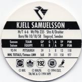 1994-95 POG Canada Games NHL #192 Kjell Samuelsson Back