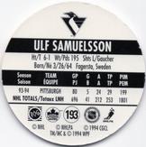 1994-95 POG Canada Games NHL #193 Ulf Samuelsson Back