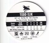 1994-95 POG Canada Games NHL #212 Todd Elik Back